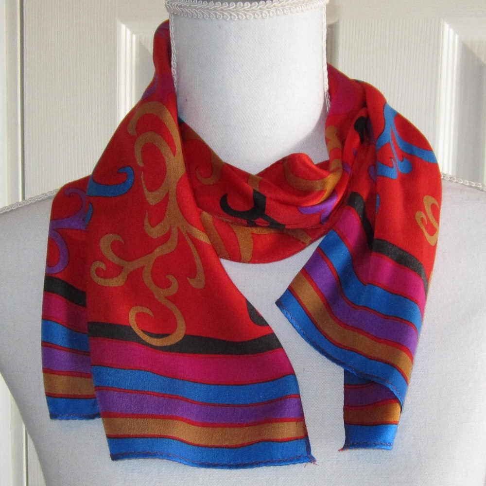 Pretty, silky, colorful scarf - like new!!
